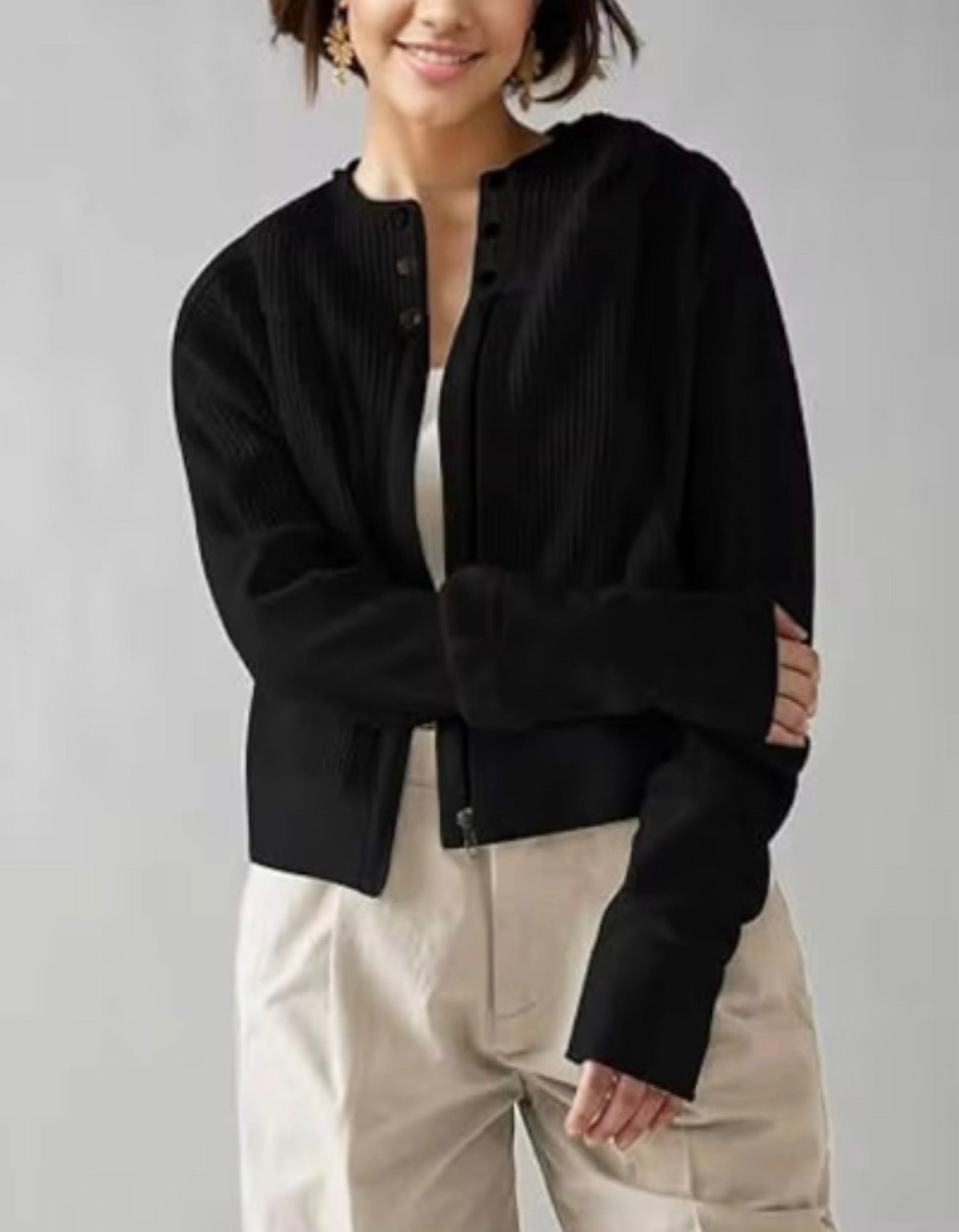 Waffle Knit Hooded Cardigan