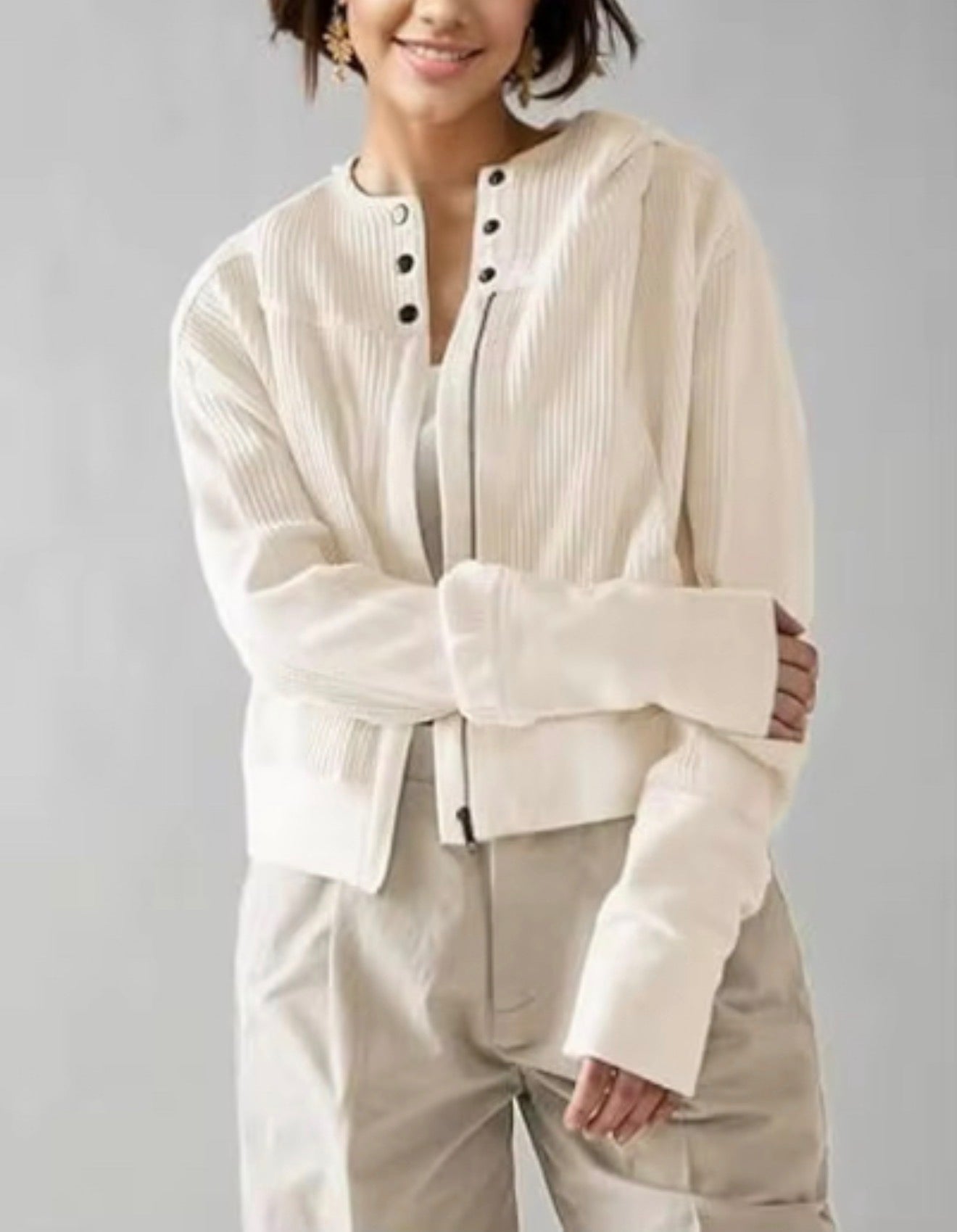 Waffle Knit Hooded Cardigan