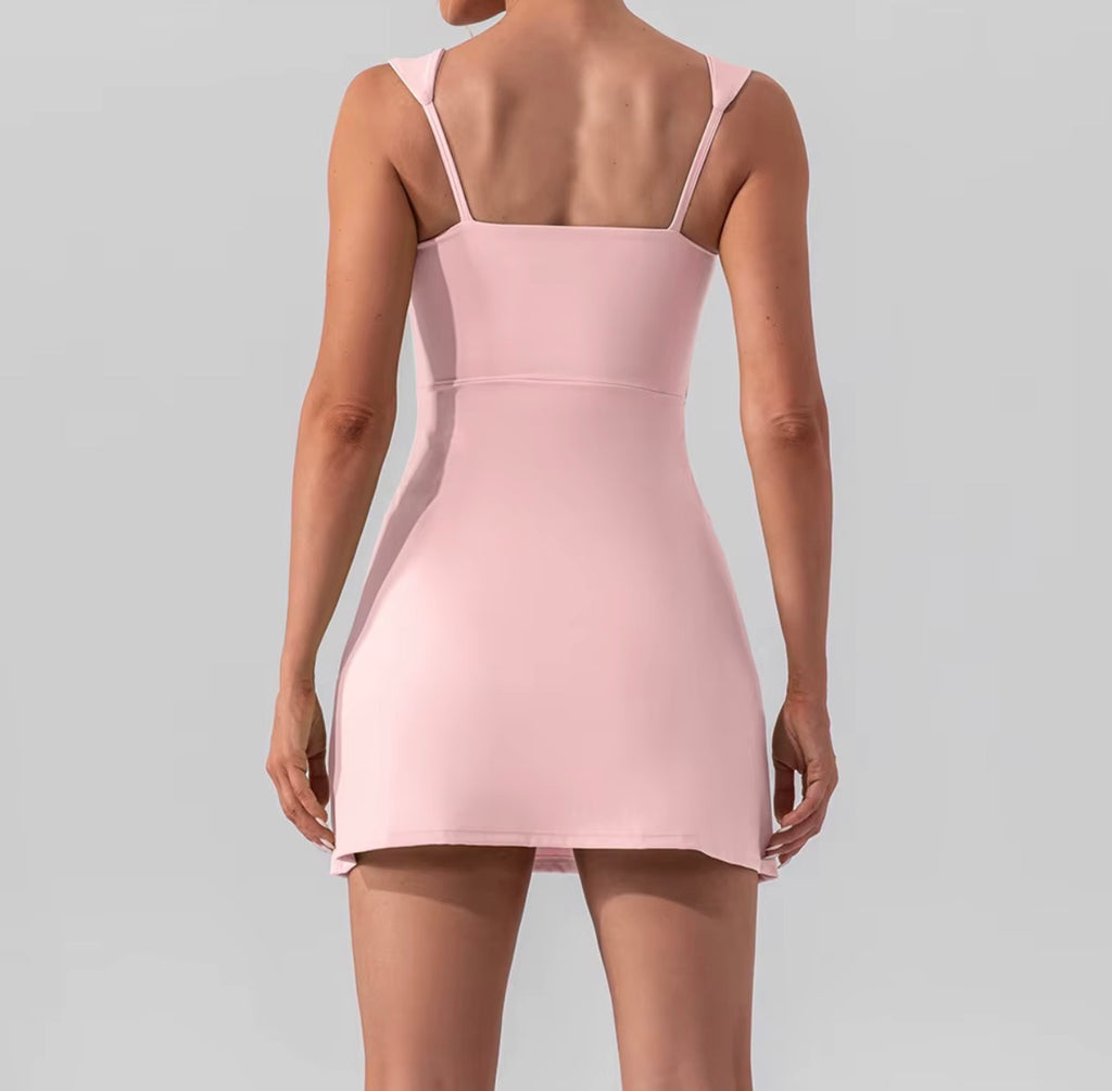 Sexy Strap Solid Yoga Tennis Dress