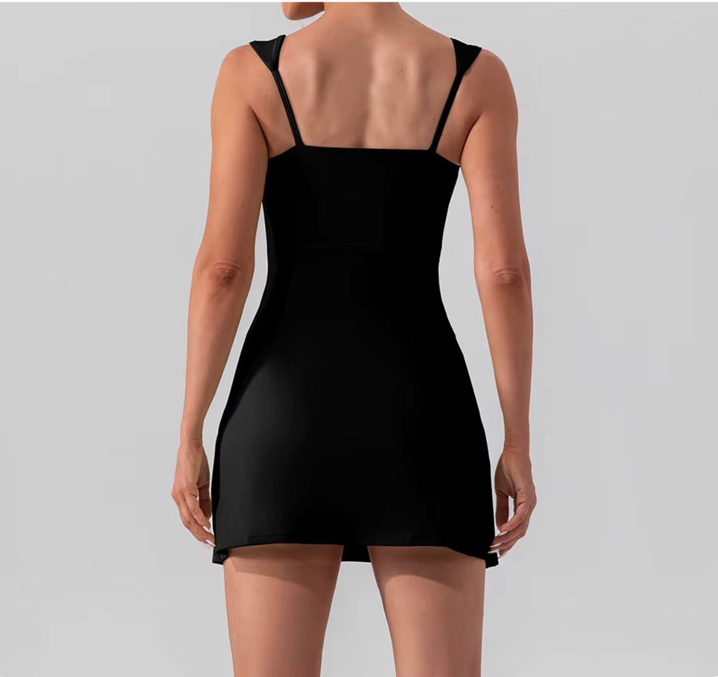 Sexy Strap Solid Yoga Tennis Dress