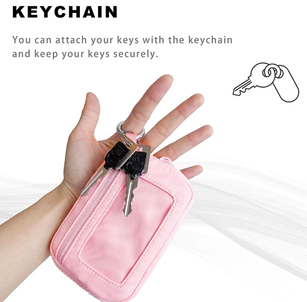 Mini Card Holder Zipper Wristlet KeyChain