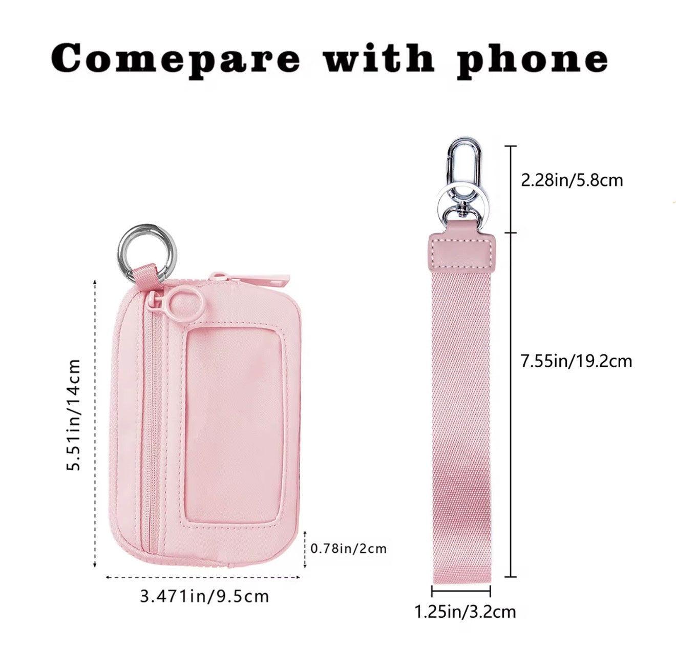 Mini Card Holder Zipper Wristlet KeyChain