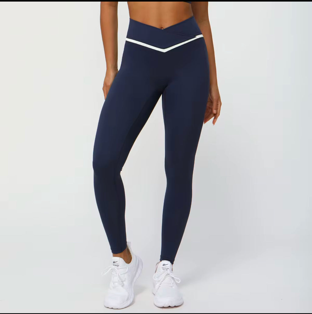 Contrast Cross Waist Sculpt Leggings