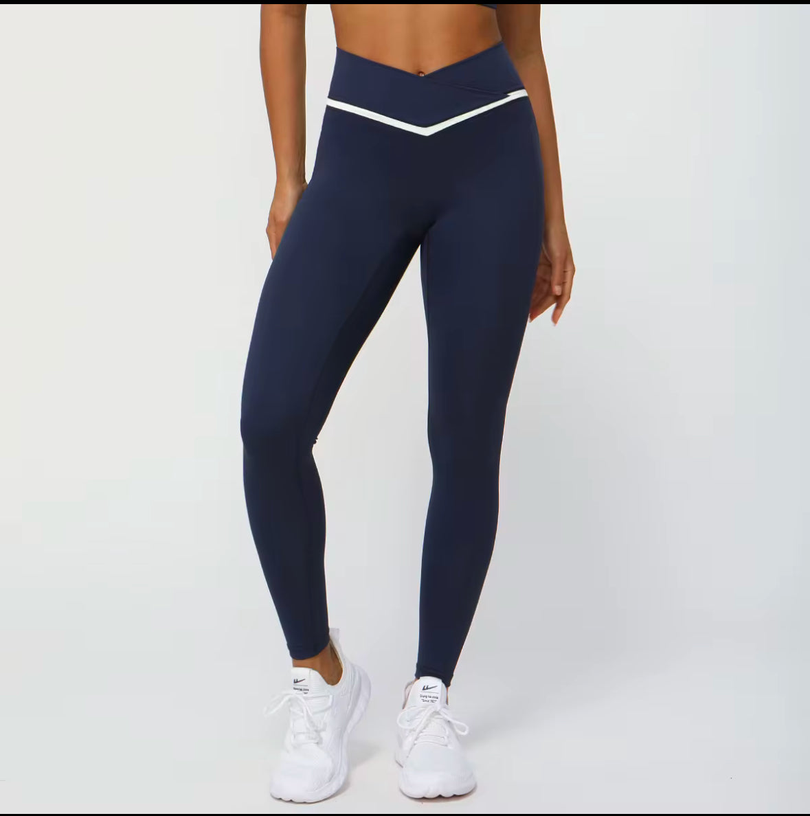 Contrast Cross Waist Leggings