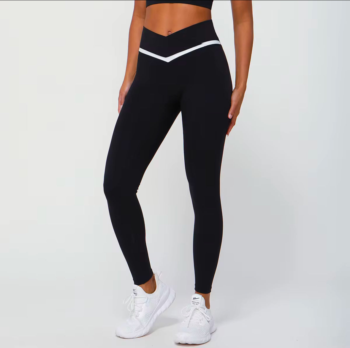 Contrast Cross Waist Sculpt Leggings