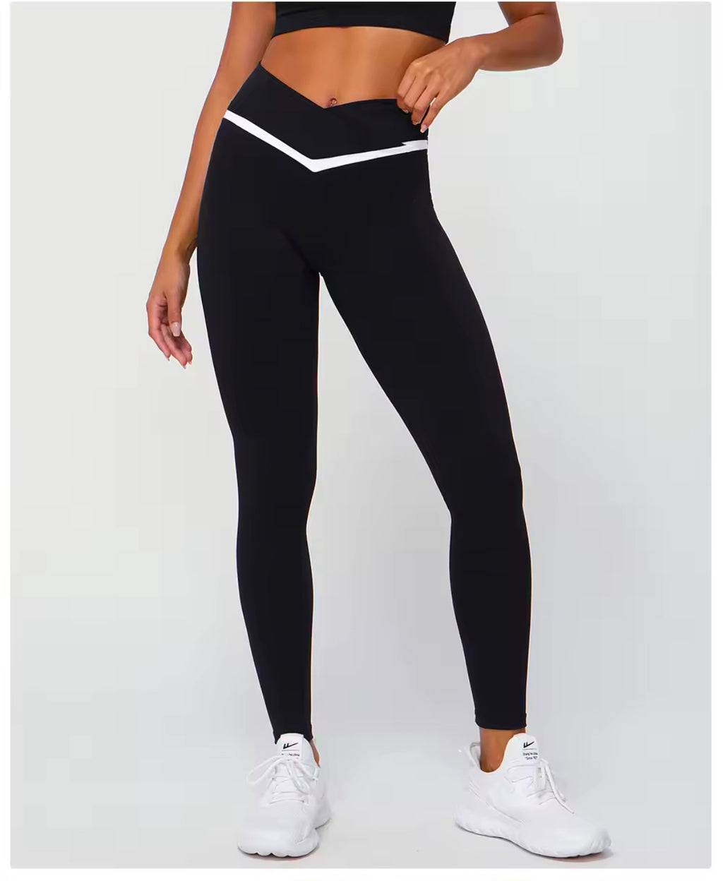 Contrast Cross Waist Sculpt Leggings