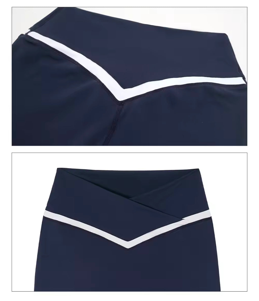 Contrast Cross Waist Sculpt Leggings