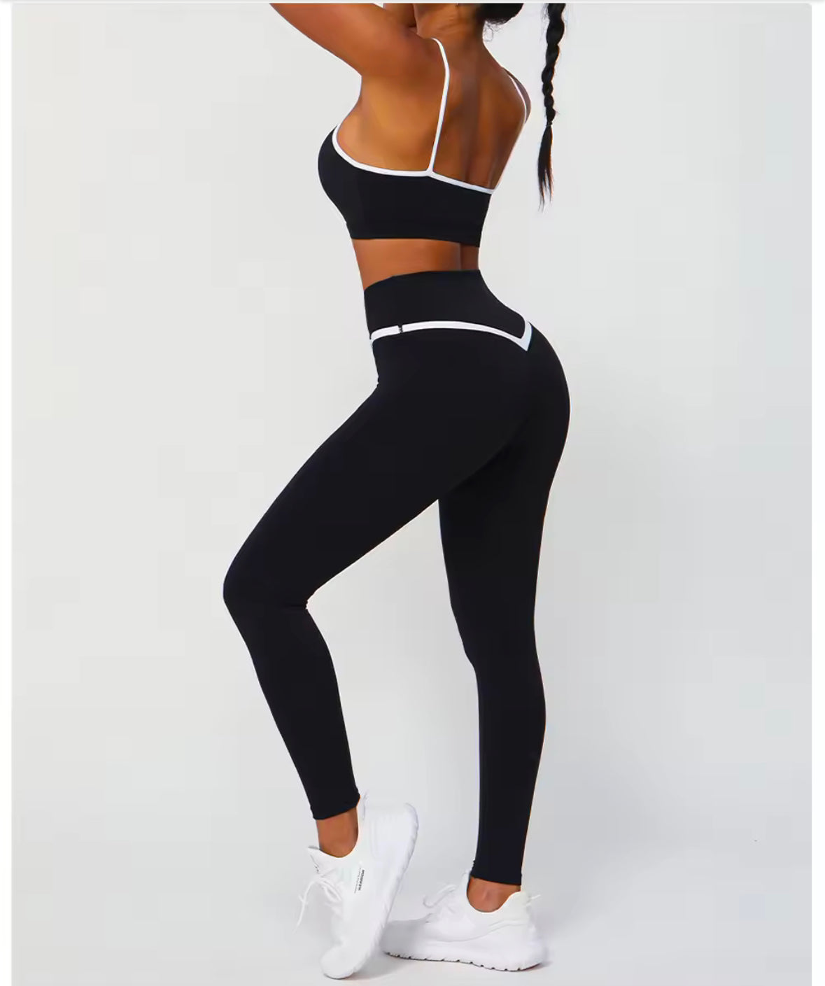 Contrast Cross Waist Leggings