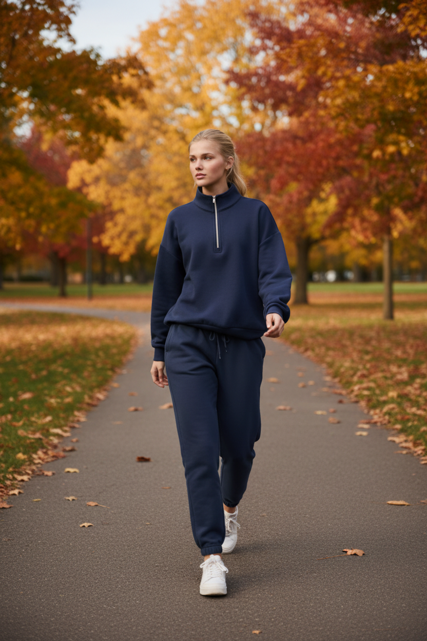 Navy Half-Zip - Outdoor Walk