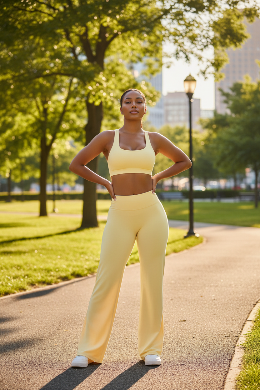 Yellow Flare Pants Set - Outdoor
